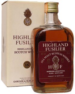 Highland Fusilier 15y ~ 1985 G&M Square Bottle red label with white letters - 40%