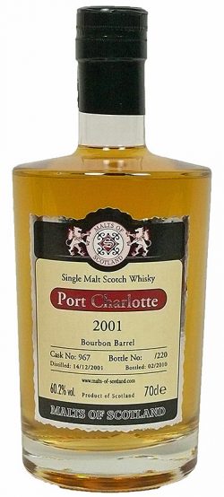 Port Charlotte 08y 01-09 MoS Bourbon Barrel No. 967 220btl – 60,2%
